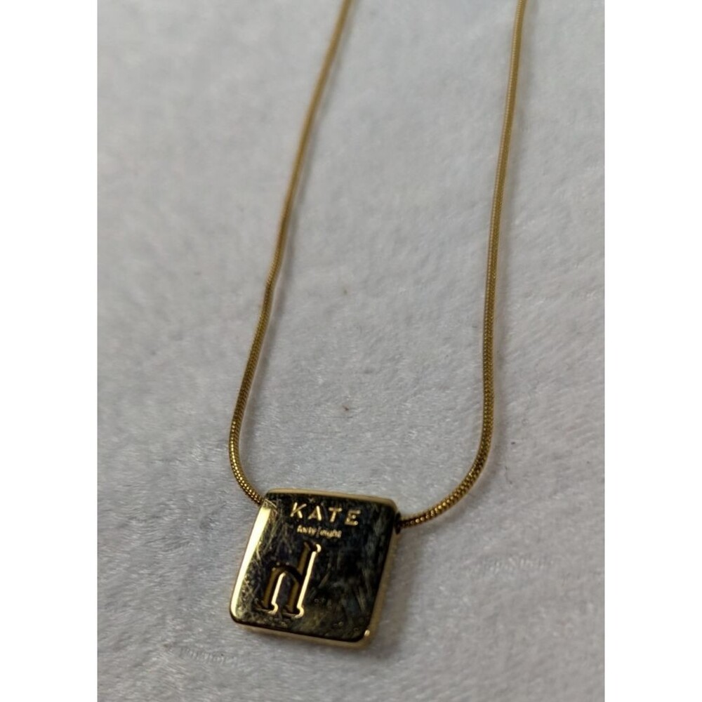 Kate Forty Eight K48 Gold Tone H Initial Pendant Necklace 18" Snake Chain